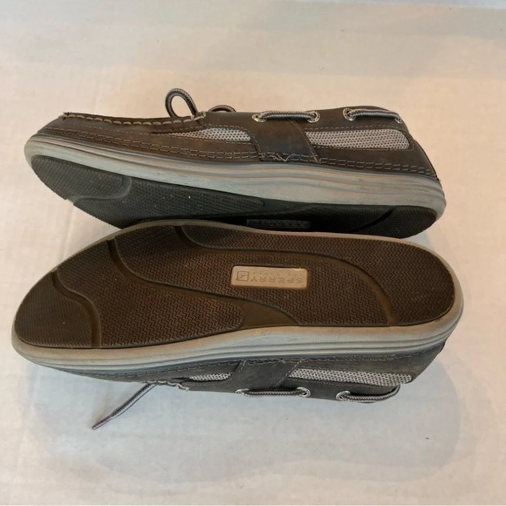 Sperry Top-Sider Mens Billfish 3-Eye Boat Shoes Brown Leather Mesh ‎ 10.5M